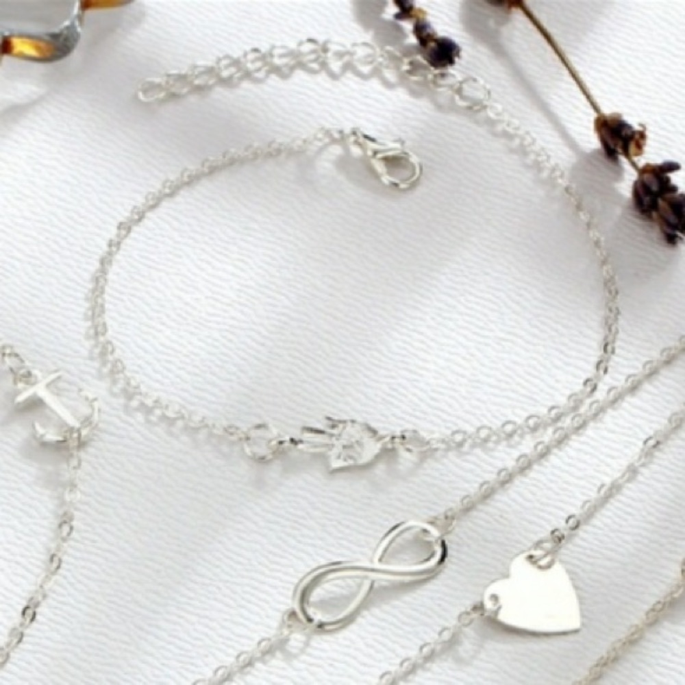 Silver Tone Hamsa Anklet - Picture 3 of 4